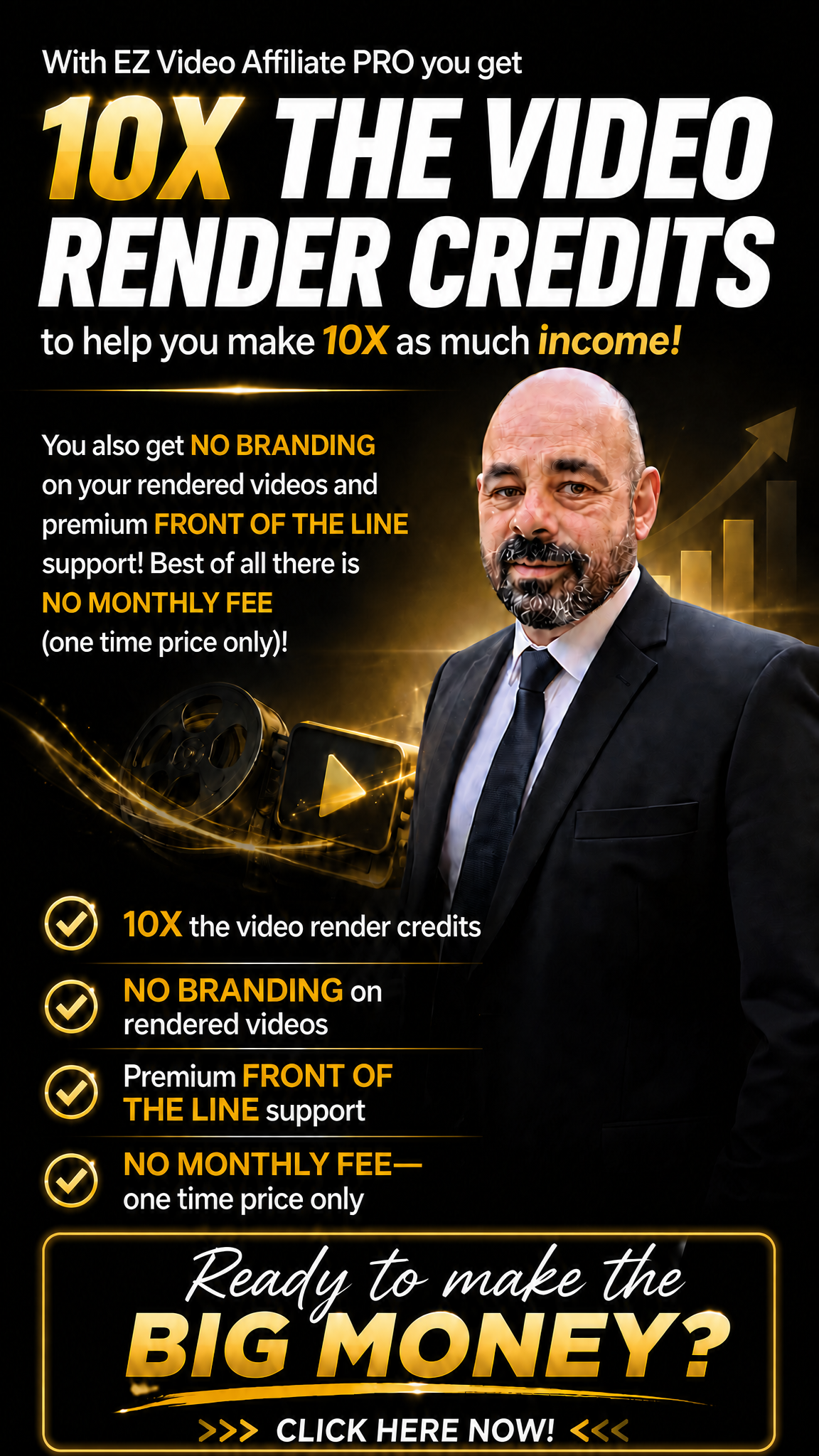 With EZ Video Affiliate PRO you can 10X the video render credits to help you make 10X as much income!